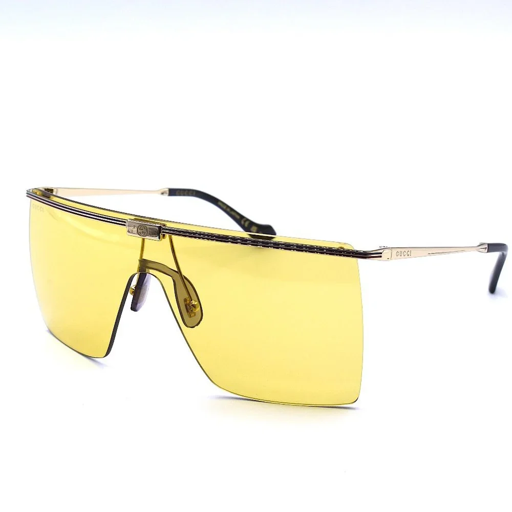 NEW GUCCI GG1096S 003 UNISEX GOLD YELLOW LENS AUTHENTIC SUNGLASSES - Picture 8 of 16